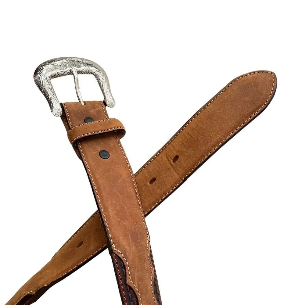 Justin Brown Leather Belt Western 44